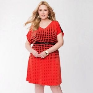 Lane Bryant Women’s Red with Black Polka Dots Belted Slip In Dress Sz-18/20